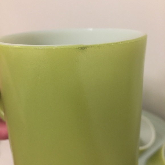 Set of 4 Vintage Green Milk Glass Mugs - Picture 3 of 9